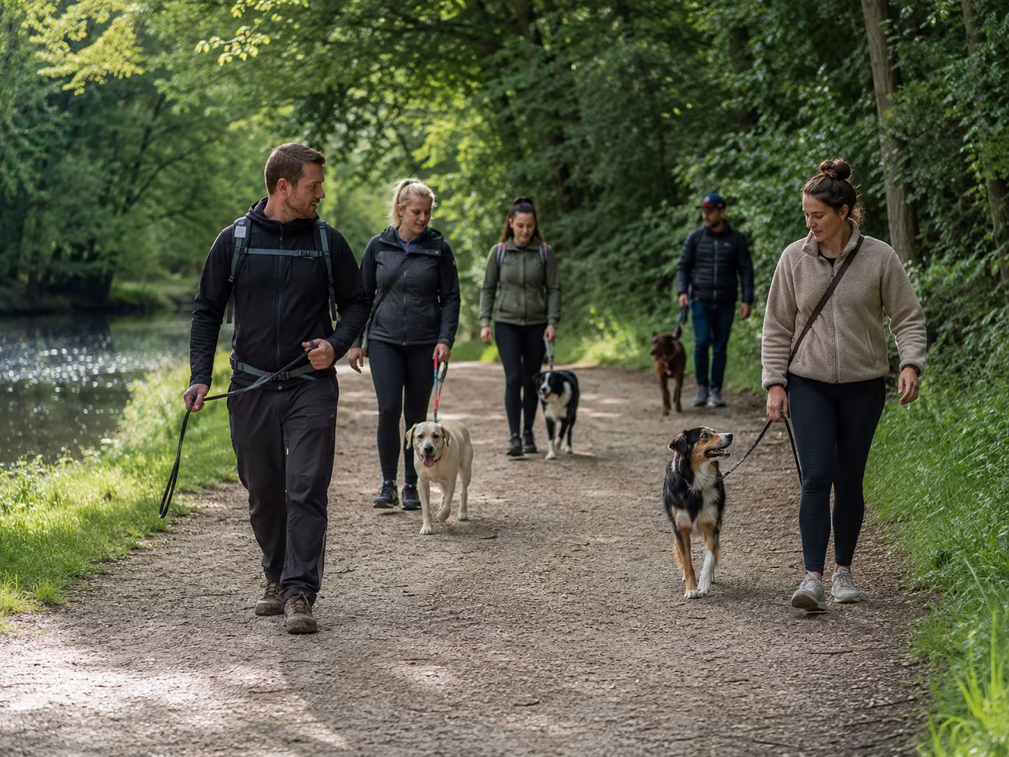 Balades éducatives chien Val-d'Oise en groupe avec éducateur canin