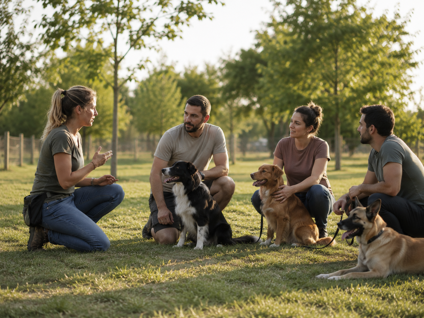 Observation de chiens en extérieur avec éducatrice comportementaliste canine